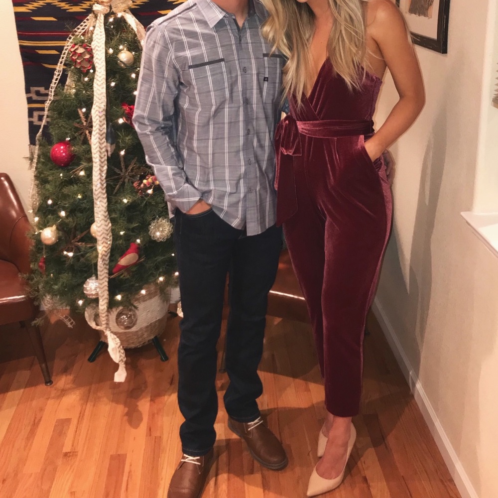 Express Red Velvet Jumpsuit